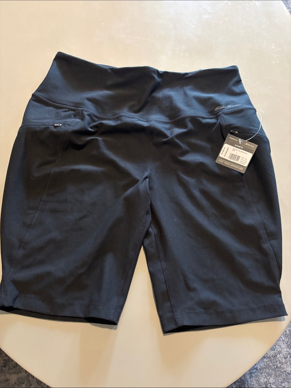 Eddie Bauer Black High-Rise Bike Shorts with Pockets